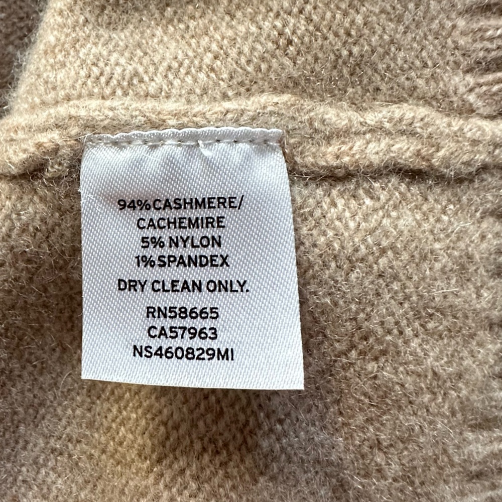 Nordstrom Classic Camel Tan V-Neck Button Cardigan Cashmere Sweater - Picture 4 of 4